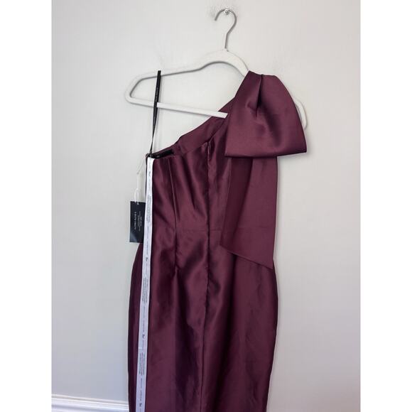 Alfred Sung D861 Bow One Shoulder Column Gown Cabernet Red 2 NWT $269 - Picture 13 of 16
